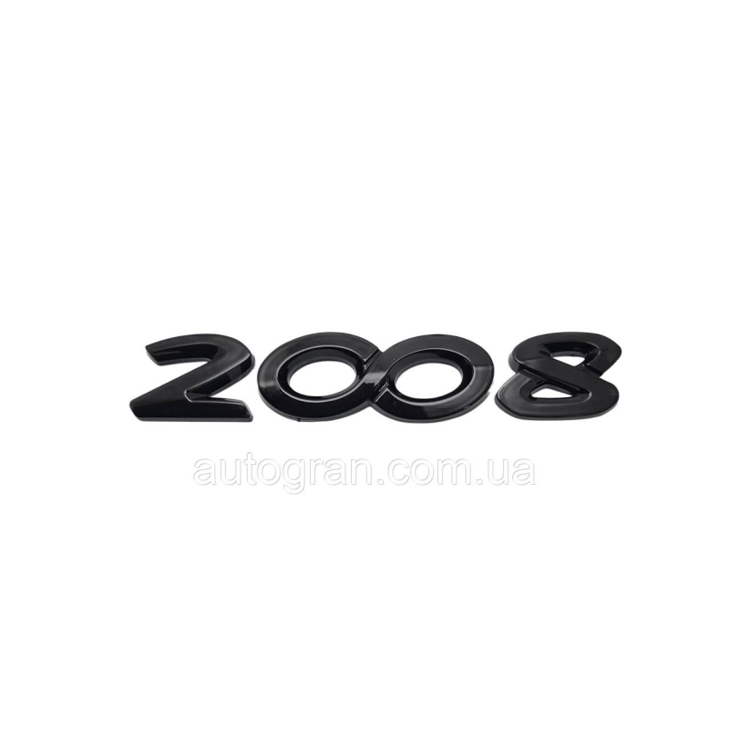 Емблема напис багажника Peugeot 2008 чорна Емблема напис багажника Peugeot 2008 чорна