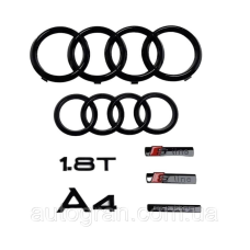 Комплект чорних емблем антихром Audi A4 2004-2006