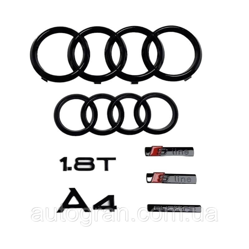 Комплект чорних емблем антихром Audi A4 2004-2006