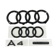 Комплект чорних емблем антихром Audi A4