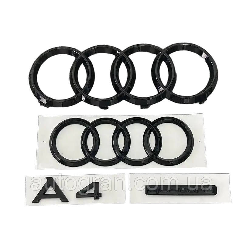 Комплект чорних емблем антихром Audi A4