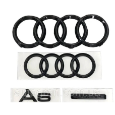 Комплект чорних емблем антихром Audi A6
