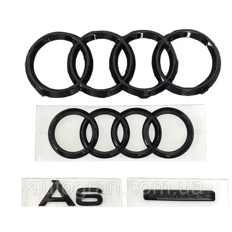 Комплект чорних емблем антихром Audi A6