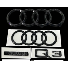 Комплект чорних емблем антихром Audi Q3