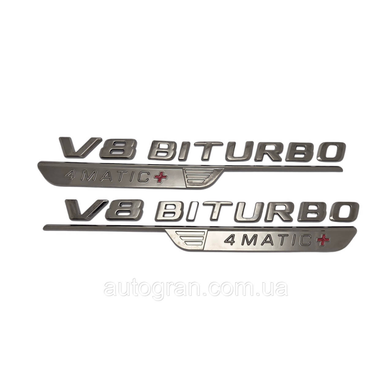 Емблеми на крила Mercedes V8 Biturbo 4Matic+ новий тип графіт Емблеми на крила Mercedes V8 Biturbo 4Matic+ новий тип графіт