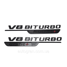 Емблеми на крила Mercedes V8 Biturbo 4Matic+ новий тип чорна