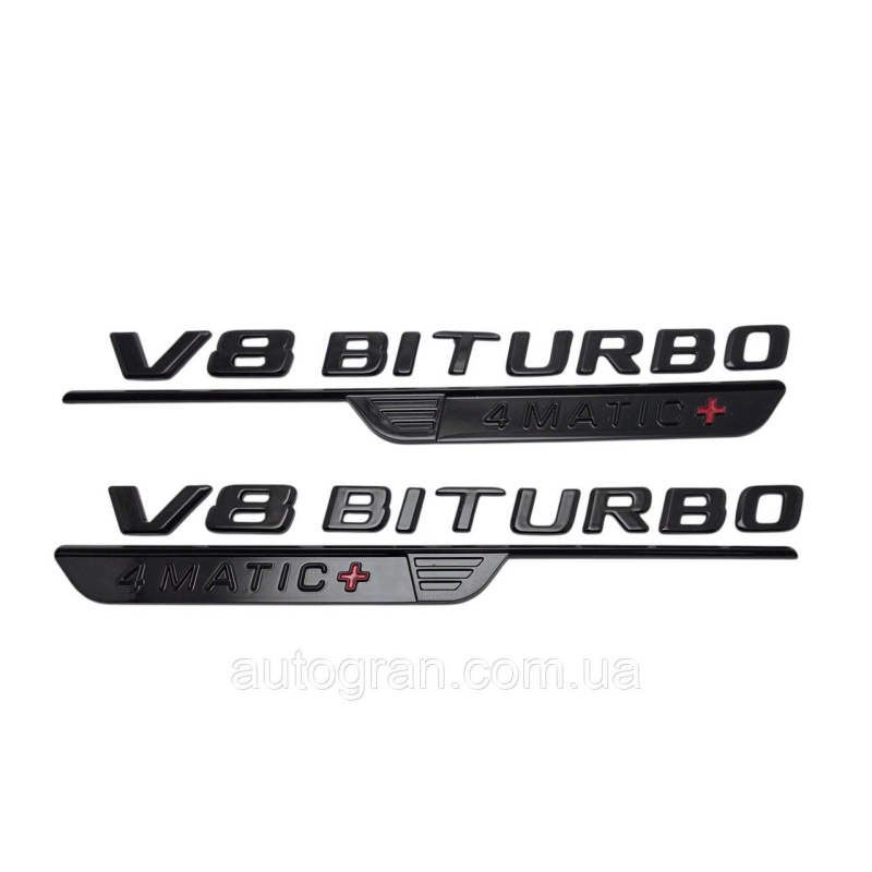 Емблеми на крила Mercedes V8 Biturbo 4Matic+ новий тип чорна Емблеми на крила Mercedes V8 Biturbo 4Matic+ новий тип чорна