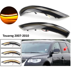 Вказівники повторювачі повороту в дзеркала Volkswagen VW Touareg 2007-2010 чорні динамічні